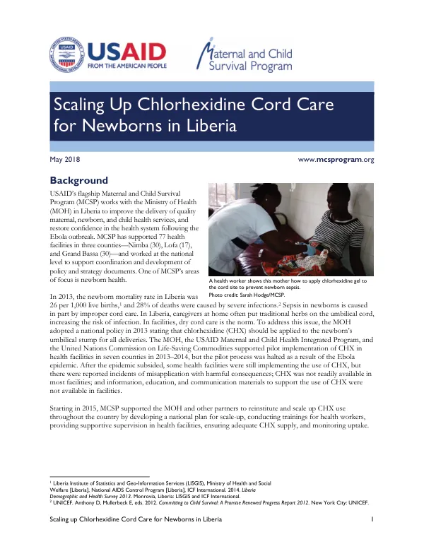 Scaling Up Chlorhexidine Cord Care for Newborns in Liberia