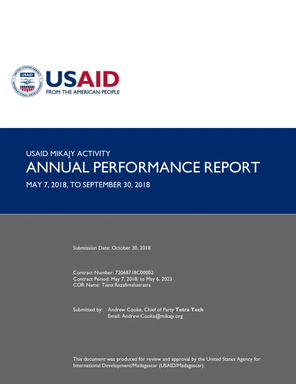 USAID Mikajy Annual Report FY18