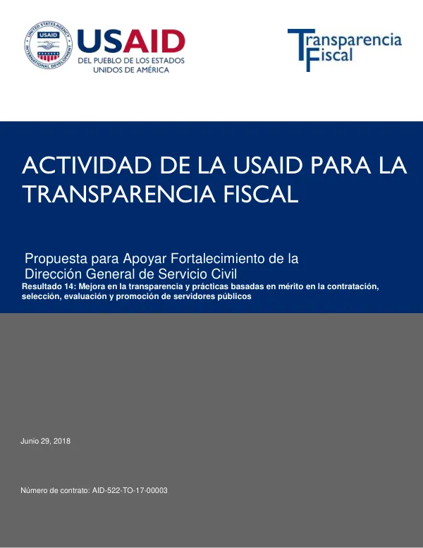 Fortalecimiento del Servicio Civil: Propuesta para Apoyar Fortalecimiento de la Dirección General de Servicio Civil