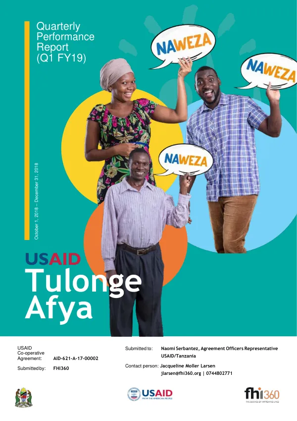 USAID TULONGE AFYA QUARTERLY REPORT | OCT 2018 - DEC 2018