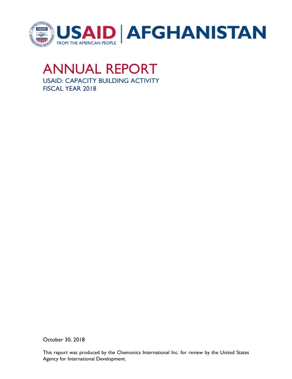 USAID CAPACITY BUILDING ACTIVITY FY 2018 ANNUAL REPORT