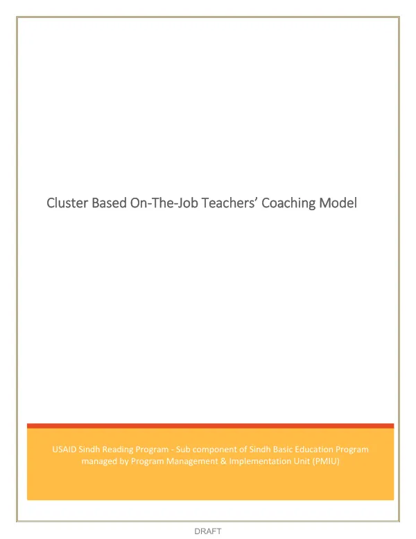 Cluster Based On-The-Job Teachers’ Coaching Model
