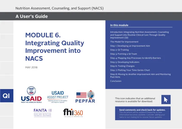 Nutrition Assessment, Counseling, and Support (NACS) User’s Guide Module 6: Integrating Quality Improvement into NACS Services