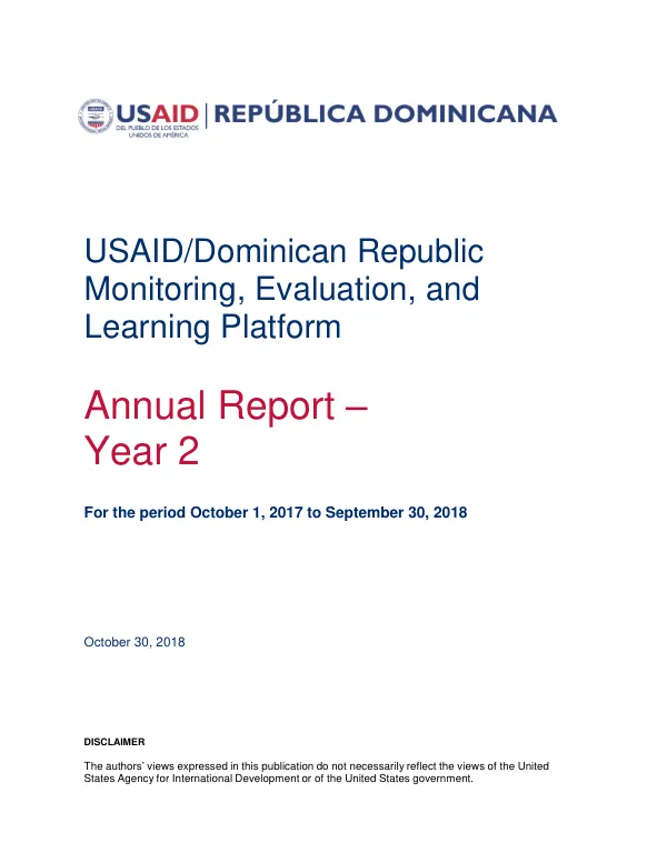 Annual Report – Year 2: USAID/Dominican Republic Monitoring, Evaluation, and Learning Platform