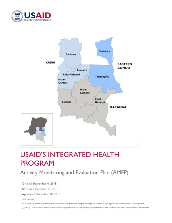 USAID’s Integrated Health Program: Activity Monitoring and Evaluation Plan (AMEP)