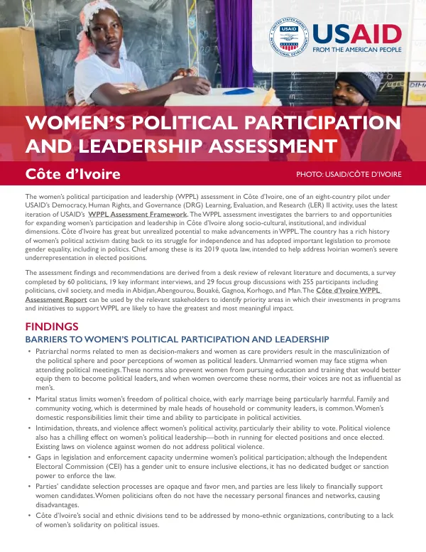 Women's Political Participation and Leadership Assessment in Côte d'Ivoire
