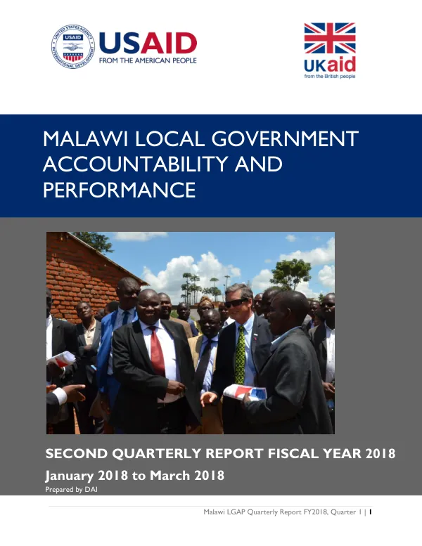 Malawi LGAP Quarterly Report FY 2018, Quarter 2