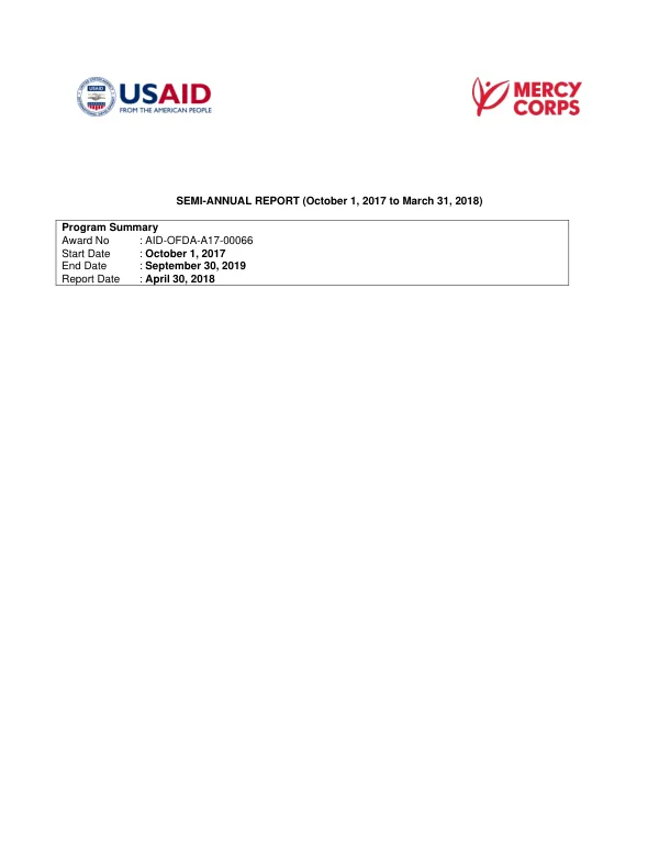 Semi-Annual Report (October 1, 2017 to March 31, 2018)
