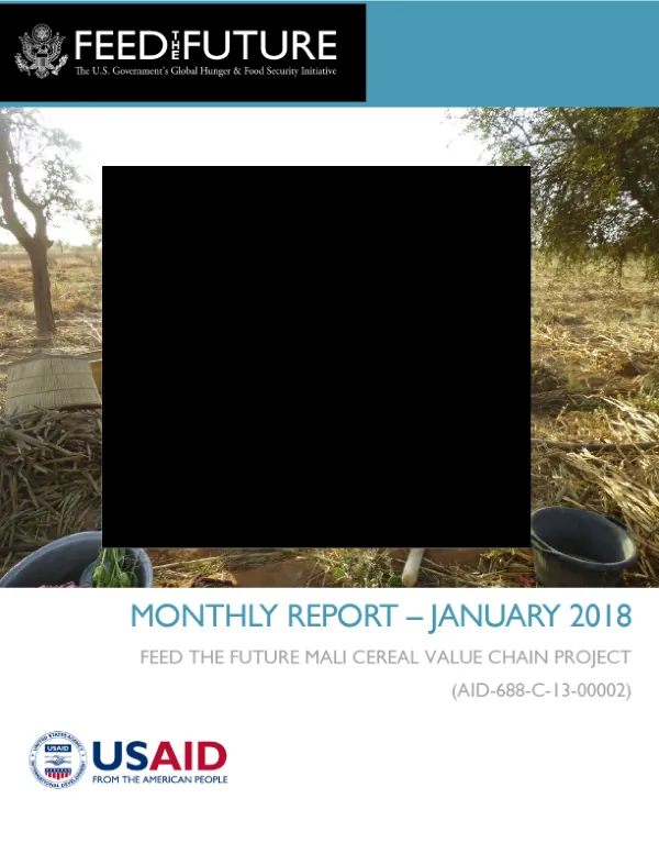 Monthly Report – January 2018: Feed the Future Mali Cereal Value Chain Project