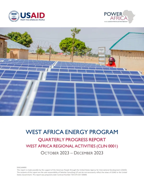 Quarterly Progress Report: West Africa Energy Program (WAEP)