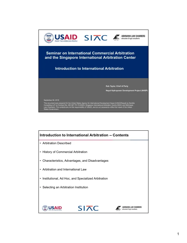 Seminar on International Commercial Arbitration and the Singapore International Arbitration Center