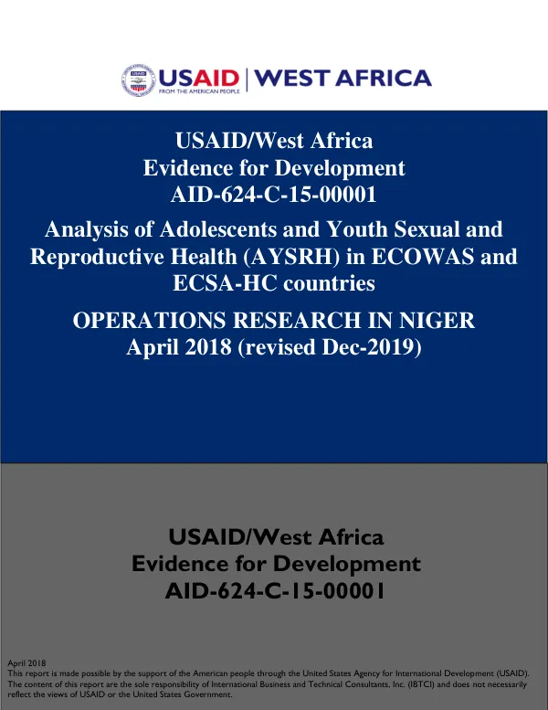 Analysis of Adolescents and Youth Sexual and Reproductive Health (AYSRH) in ECOWAS and ECSA-HC countries