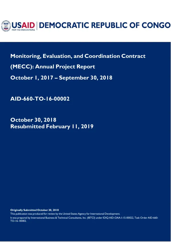 Monitoring, Evaluation, and Coordination Contract (MECC): Annual Project Report