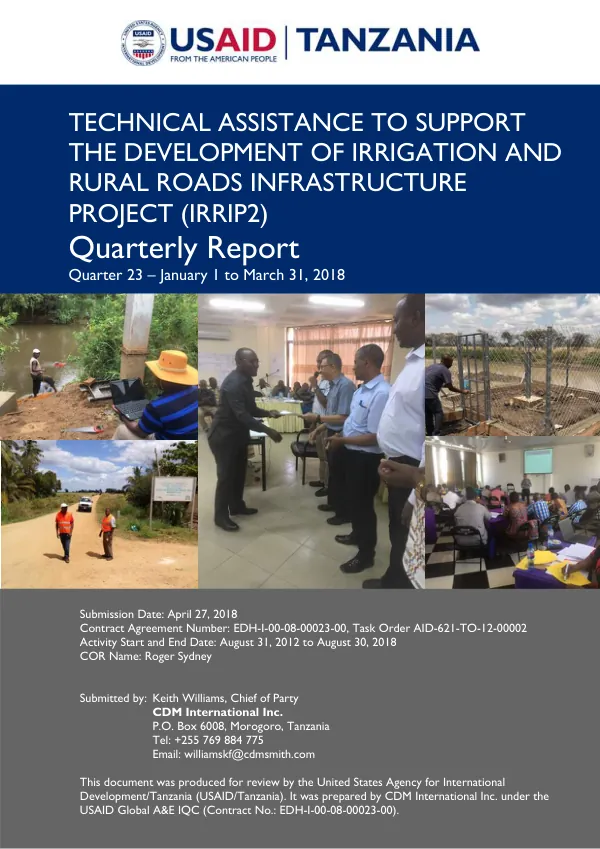 Technical Assistance to Support the Development of Irrigation and Rural Roads Infrastructure Project (IRRIP2)