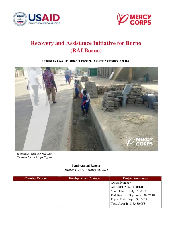 Recovery and Assistance Initiative for Borno (RAI Borno) Semi-Annual Report