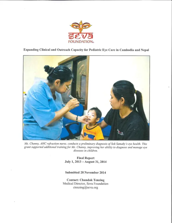 Expanding Clinical and Outreach Capacity for Pediatric Eye Care in Cambodia and Nepal