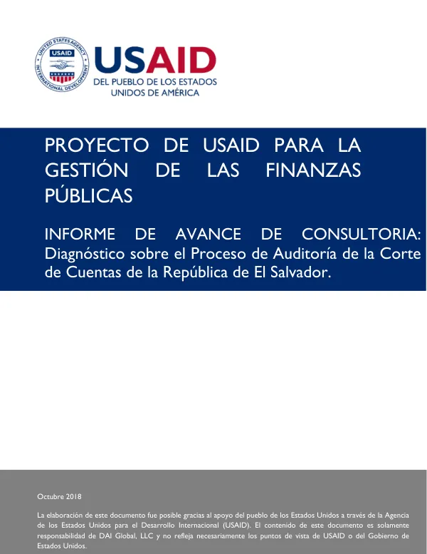 Proyecto de USAID para la Gestión de las Finanzas Públicas: Informe de Avance de Consultoría
