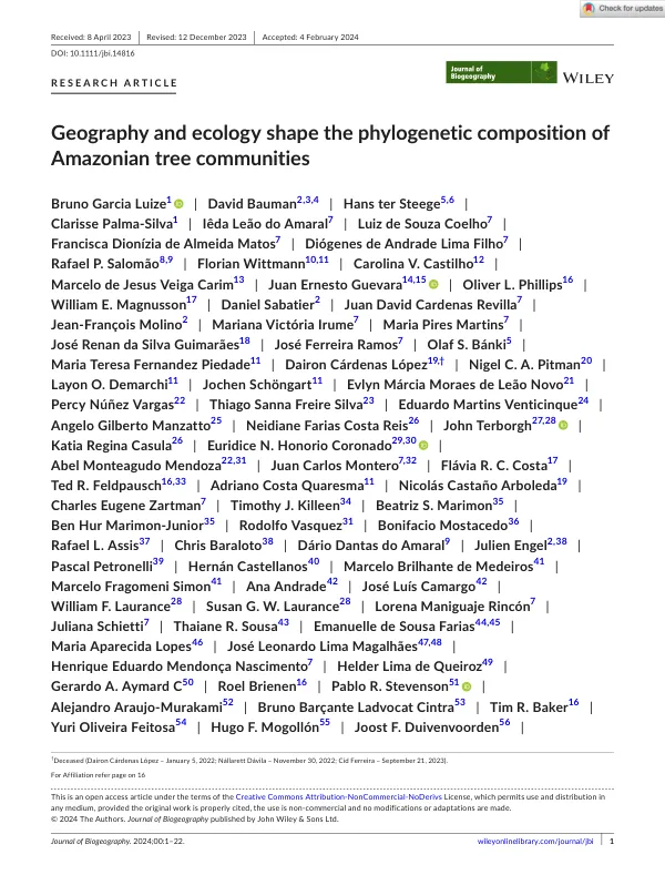 Geography and ecology shape the phylogenetic composition of Amazonian tree communities