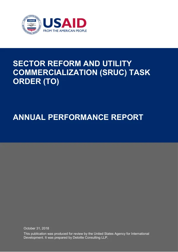 Annual Performance Report: Sector Reform and Utility Commercialization (SRUC) Task Order