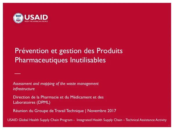 Assessment and mapping of the waste management infrastructure for the management of Pharmaceuticals Inutilisables (PPI) in Côte d'Ivoire
