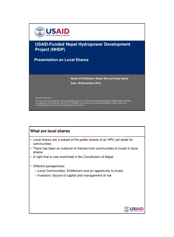 USAID-Funded Nepal Hydropower Development Project (NHDP)
