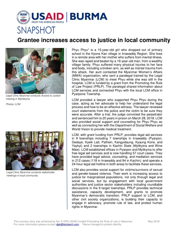 Promoting the Rule of Law in Myanmar: Success Story