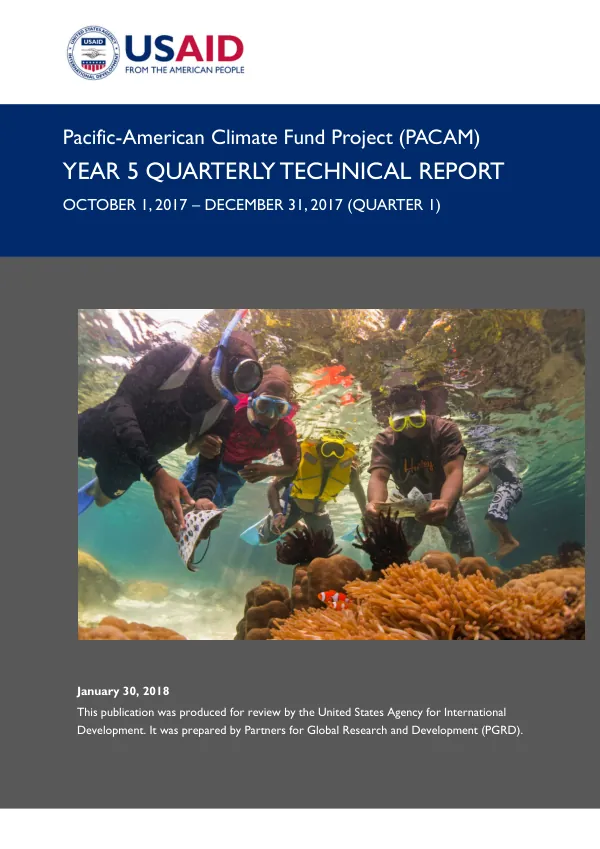 Pacific-American Climate Fund Project (PACAM) YEAR 5 QUARTERLY TECHNICAL REPORT