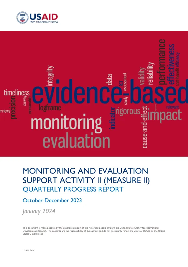 Quarterly Progress Report: Monitoring and Evaluation Support Activity II (MEASURE II) in Bosnia and Herzegovina
