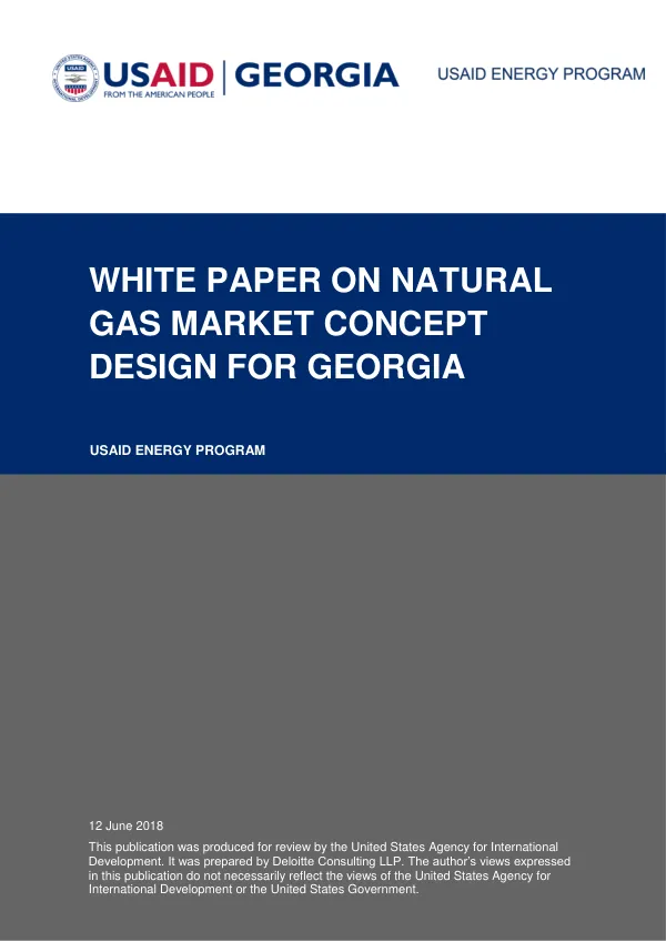 White Paper on Natural Gas Market Concept Design for Georgia