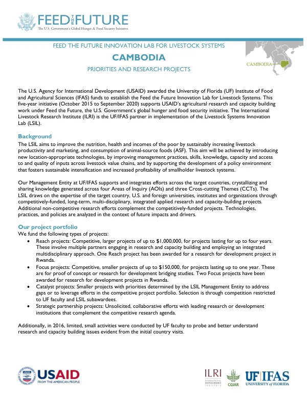 Feed the Future Innovation Lab for Livestock Systems in Cambodia: Priorities and Research Projects