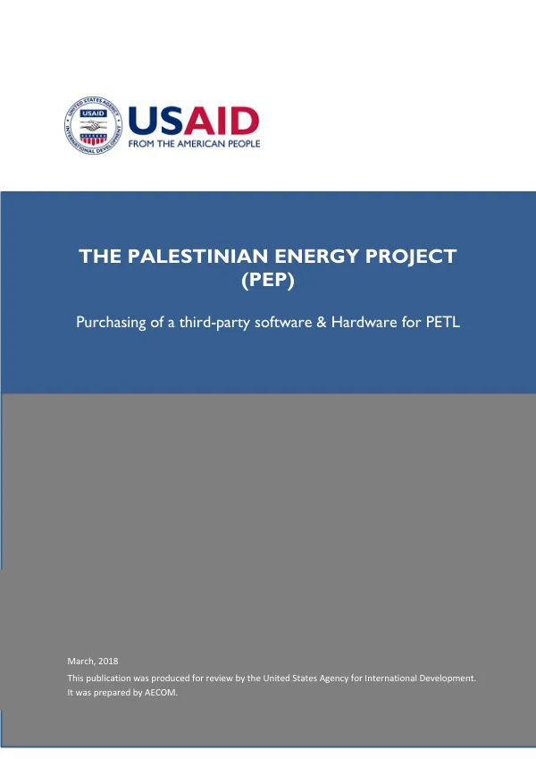 The Palestinian Energy Project (PEP) Purchasing of a third-party software & Hardware for PETL