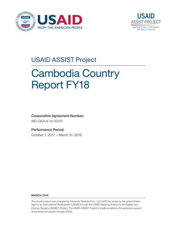 USAID ASSIST Project Cambodia Country Report FY18
