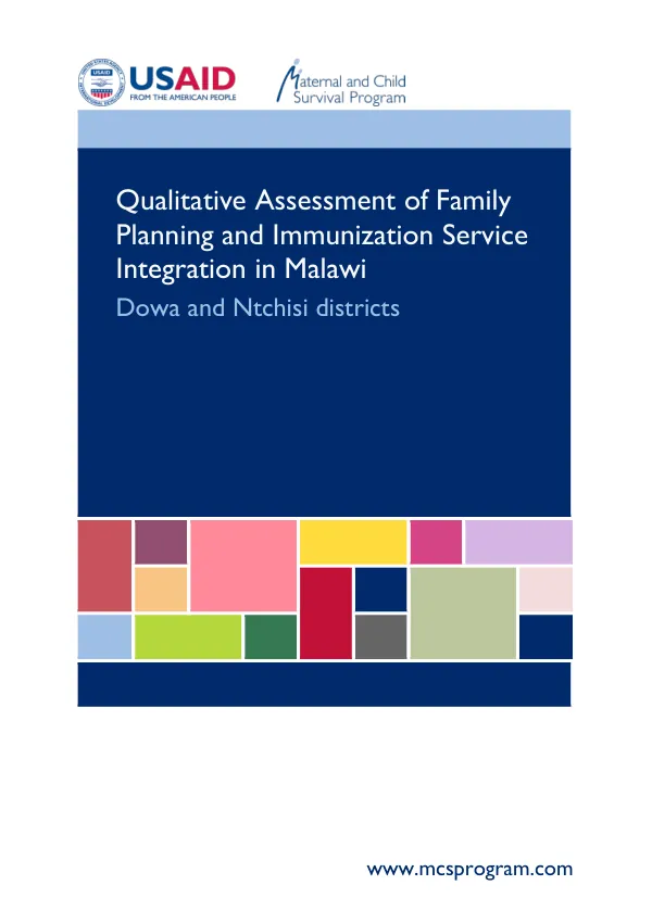 Qualitative Assessment of Family Planning and Immunization Service Integration in Malawi