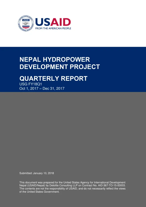 Nepal Hydropower Development Project Quarterly Report Q1 FY 2018