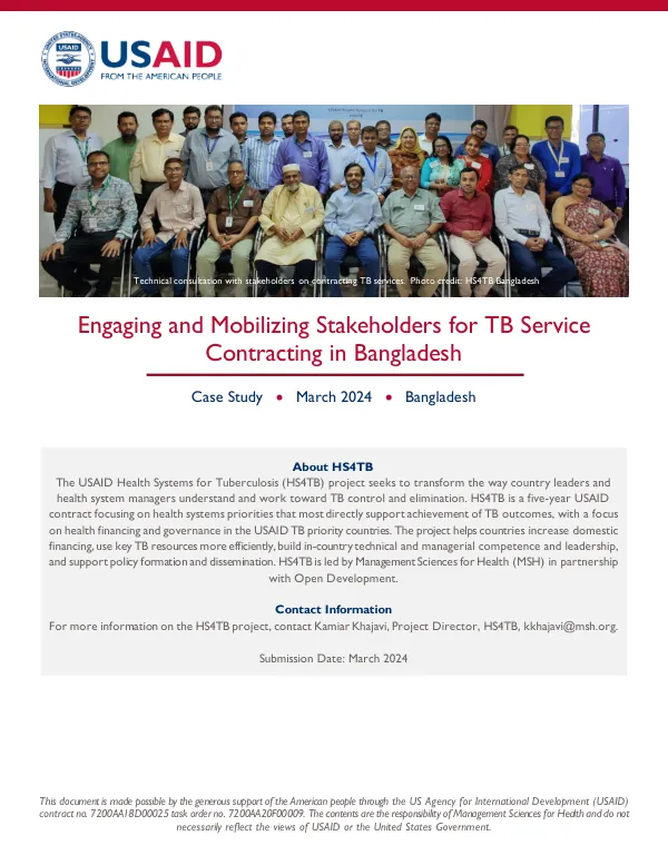Engaging and Mobilizing Stakeholders for TB Service Contracting in Bangladesh - Case Study