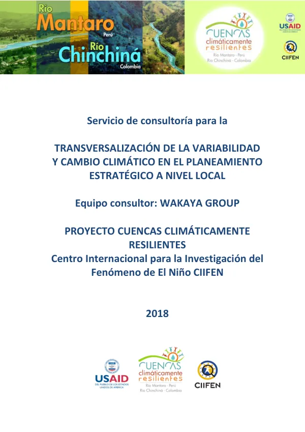 Cuencas Climáticamente Resilientes: Chinchiná, Colombia y Mantaro, Perú