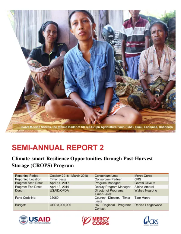 MERCY CORPS CROPS Semi-Annual Report 2: October 2017 – March 2018