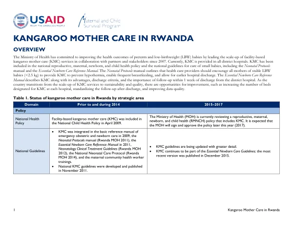 Kangaroo Mother Care in Rwanda