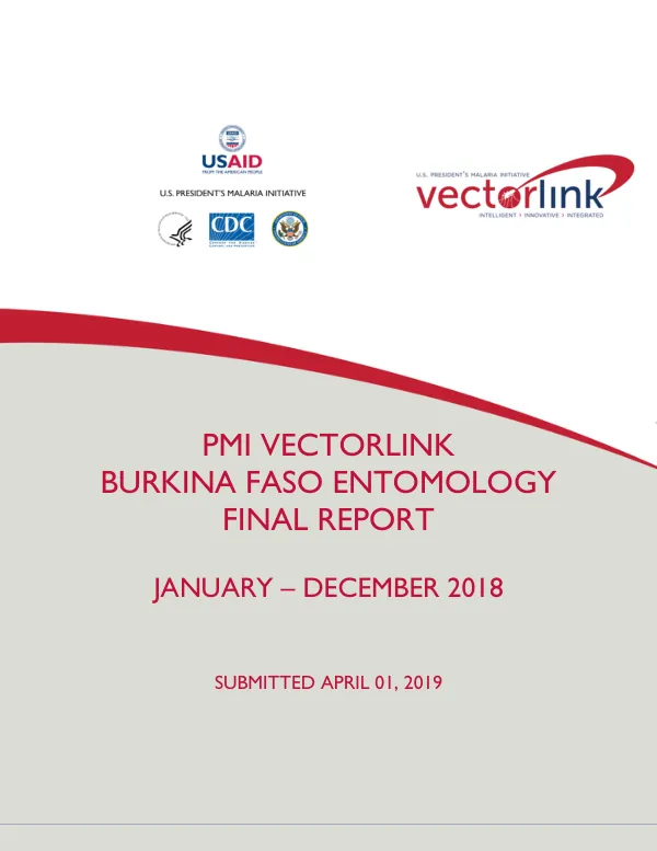 PMI VectorLink Burkina Faso Entomology Final Report, January-December 2018