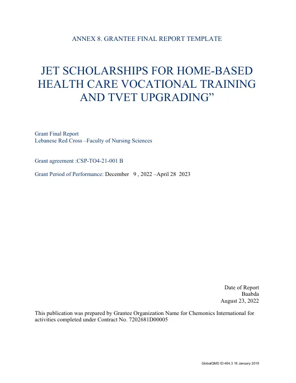 JET SCHOLARSHIPS FOR HOME-BASED HEALTH CARE VOCATIONAL TRAINING AND TVET UPGRADING