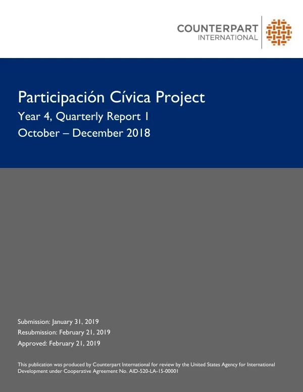 Participación Cívica Project Work Plan – FY3