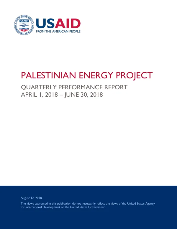Clean Energy IDIQ Performance Monitoring Report – FY18 – Q3 | Palestinian Energy Project