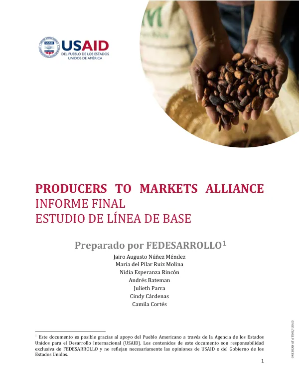 Estudio de Línea de Base del Programa Producers to Markets Alliance –PMA-