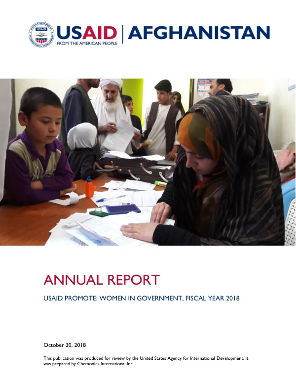 USAID PROMOTE: WOMEN IN GOVERNMENT FY 2018 ANNUAL REPORT