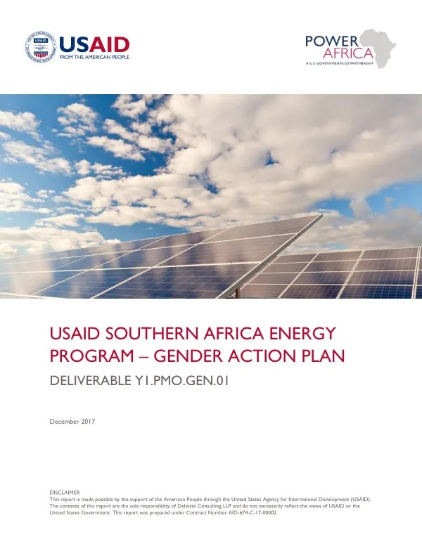 USAID Southern Africa Energy Program – Gender Action Plan