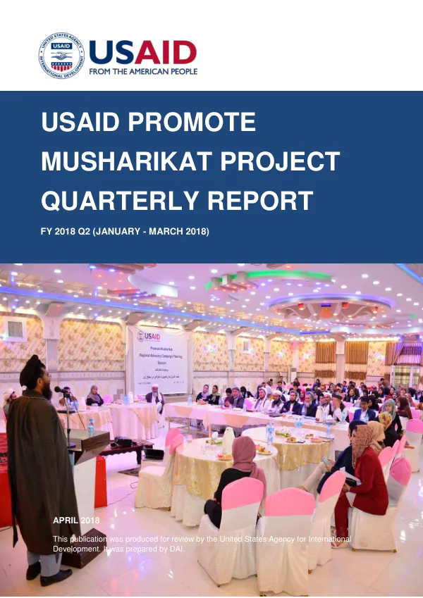USAID Promote Musharikat Project Quarterly Report FY 2018 Q2