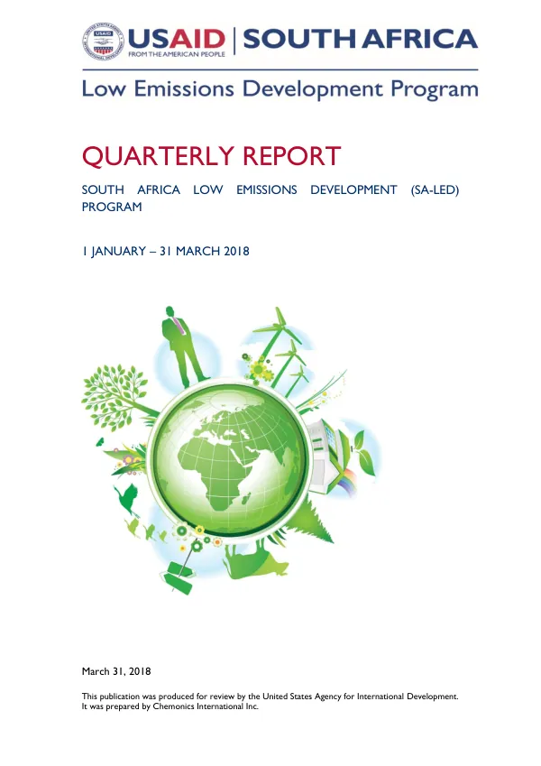 Quarterly Report: South Africa Low Emissions Development (SA-LED) Program