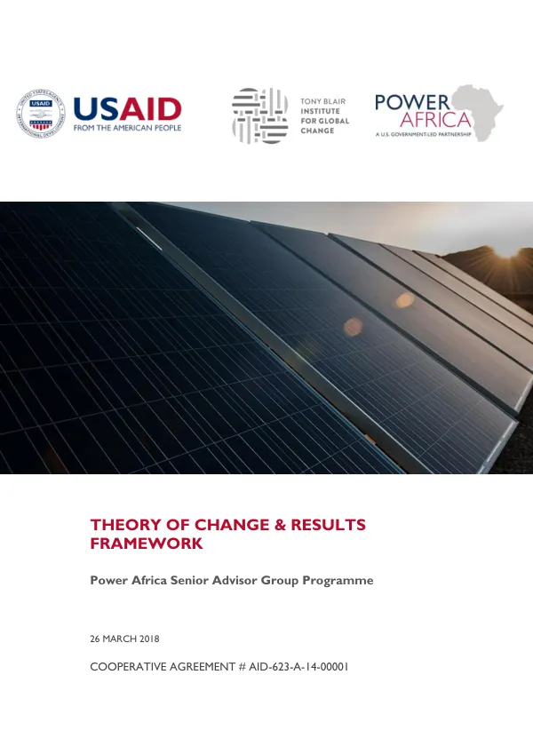 Theory of Change & Results Framework for Power Africa Senior Advisors Group Programme