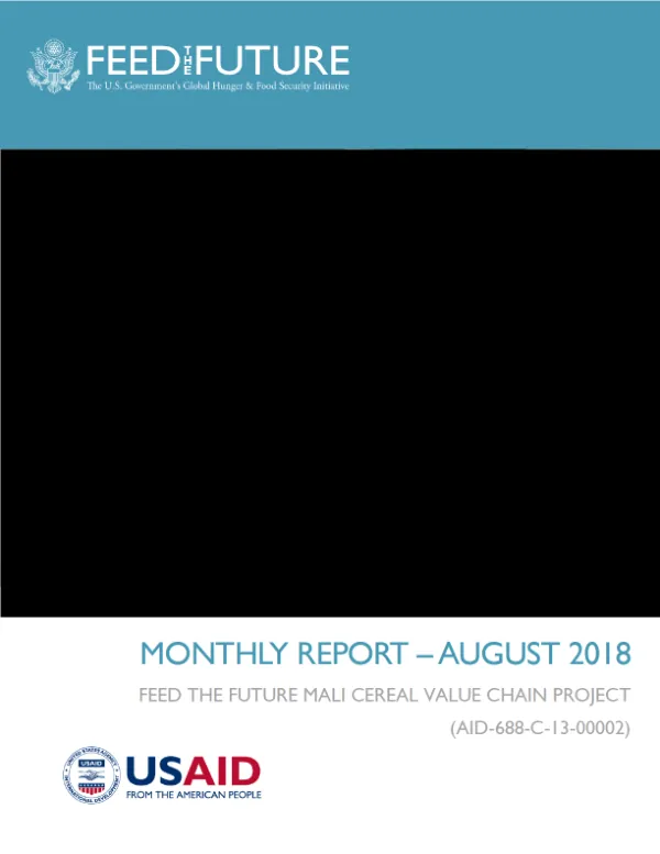 MONTHLY REPORT – AUGUST 2018