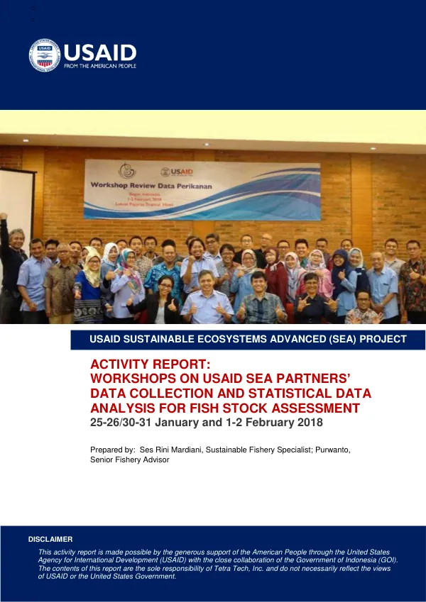 Activity Report: Workshops on USAID SEA Partners’ Data Collection and Statistical Data Analysis for Fish Stock Assessment
